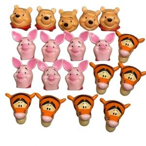 New Lot of 19 Winnie the Pooh characters pez heads for crafts diy